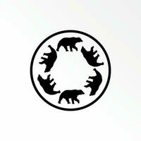 sex björnar som är löpning runda linje cirkel bild grafisk ikon logotyp design abstrakt begrepp vektor stock. kan vara Begagnade som symboler relaterad till djur- eller vild.