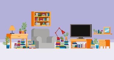 Arbeitszimmer mit Büchern Design vektor