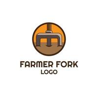 Brief m Farmer Gabel Logo, geeignet zum Bauernhof Logo vektor