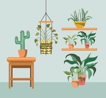 Zimmerpflanze mit Makramee-Aufhänger und Topfpflanzen vektor