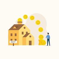 Menschen machen Geld von Haus Miete Konzept Vektor Illustration
