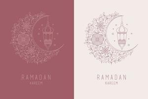 ramadan kareem islamic hälsning kort med linje konst design vektor illustration