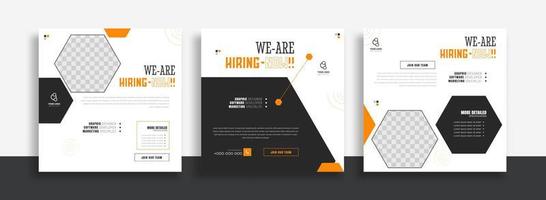 wir sind Einstellung Job freie Stelle Sozial Medien Post Banner Design Vorlage mit Orange und Weiß Farbe. wir sind Einstellung Job freie Stelle Platz Netz Banner Design. vektor