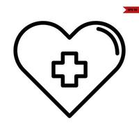 medicin i hjärta linje ikon vektor