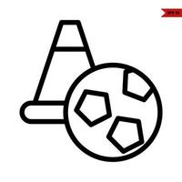 Ball Fußball mit der Verkehr Kegel Glyphe Symbol vektor