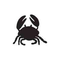 svart silhuett krabba på en vit bakgrund. vektor hand dragen barn illustration. hav hav. under vattnet värld