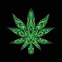 Cannabis Blatt Stammes Tattoo Illustration vektor