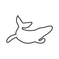 Wal, schwarz Linie Silhouette Ozean Tier. Leben im Meer im skandinavisch Stil auf ein Weiß Hintergrund. großartig zum Poster, Karte, bekleidung drucken. Vektor Illustration