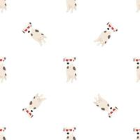 süße hunde jack russell terrier. lustige Tiere. Vektor handgezeichnetes nahtloses Muster. perfekt für baby, kinderbekleidung, druckdesign, textil. weißer Hintergrund.