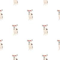 süße hunde jack russell terrier. lustige Tiere. Vektor handgezeichnetes nahtloses Muster. perfekt für baby, kinderbekleidung, druckdesign, textil. weißer Hintergrund.