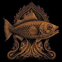 ein golden Fisch Illustration schimmert mit Schönheit, es ist Waage fangen das Licht. anmutig und empfindlich, es bringt ein berühren von Magie zu irgendein Szene vektor