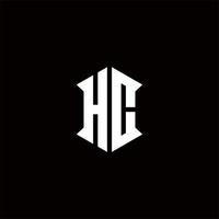 hc logotyp monogram med skydda form mönster mall vektor
