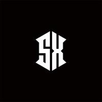 sx Logo Monogramm mit Schild gestalten Designs Vorlage vektor