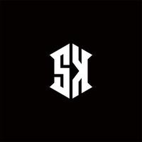 sk Logo Monogramm mit Schild gestalten Designs Vorlage vektor