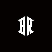 br Logo Monogramm mit Schild gestalten Designs Vorlage vektor