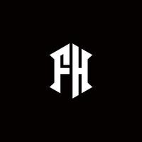 fh logotyp monogram med skydda form mönster mall vektor