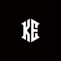 ke Logo Monogramm mit Schild gestalten Designs Vorlage vektor