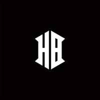 hb Logo Monogramm mit Schild gestalten Designs Vorlage vektor