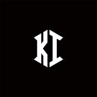 ki Logo Monogramm mit Schild gestalten Designs Vorlage vektor