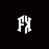 fk logotyp monogram med skydda form mönster mall vektor