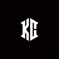 kc logotyp monogram med skydda form mönster mall vektor