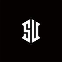 su Logo Monogramm mit Schild gestalten Designs Vorlage vektor