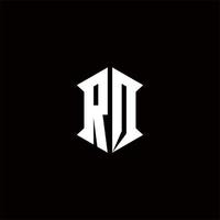 ro Logo Monogramm mit Schild gestalten Designs Vorlage vektor