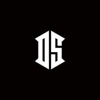 ds Logo Monogramm mit Schild gestalten Designs Vorlage vektor