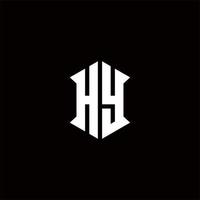 hy Logo Monogramm mit Schild gestalten Designs Vorlage vektor