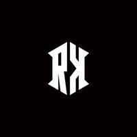 rk logotyp monogram med skydda form mönster mall vektor