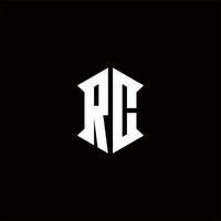 rc logotyp monogram med skydda form mönster mall vektor