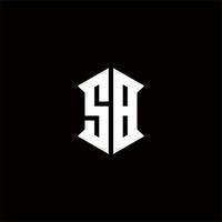 sb logotyp monogram med skydda form mönster mall vektor