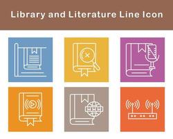 bibliotek och litteratur vektor ikon uppsättning