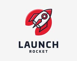 Rakete Schiff Shuttle Raumschiff starten Booster Boost ausziehen, starten, abheben, losfahren Anfang Zukunft modern Vektor Logo Design