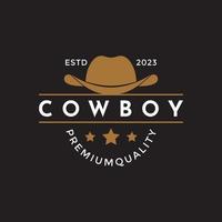cowboy hatt kunglig logotyp årgång vektor