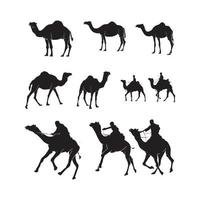 samling av hand dragen kamel silhuetter vektor