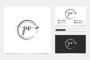 första jw feminin logotyp samlingar och företag kort templat premie vektor