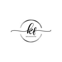 första K F feminin logotyp samlingar mall. handstil logotyp av första signatur, bröllop, mode, smycken, boutique, blommig och botanisk med kreativ mall för några företag eller företag. vektor