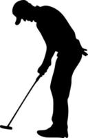 Golfspieler Vektor Silhouette Kunst Illustration im modisch eben Stil isoliert auf Weiß Hintergrund. Symbol zum Webseite Design, Logo, Anwendung, ui. Vektor Illustration,