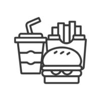 schnell Essen Symbol. Hamburger, Französisch Fritten und Sanft trinken Glas, Symbole von Straße Lebensmittel. vektor