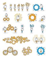 pinne siffror. företag, redskap hjul. hand dragen klotter linje konst tecknad serie design karaktär. vektor