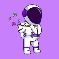 süß Astronaut spielen Flöte Musik- Karikatur Vektor Symbole Illustration. eben Karikatur Konzept. geeignet zum irgendein kreativ Projekt.