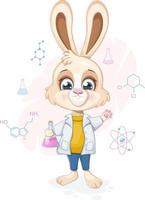 Clever Hase Wissenschaftler mit Flaschen und chemisch Formeln vektor
