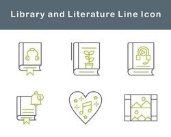 bibliotek och litteratur vektor ikon uppsättning