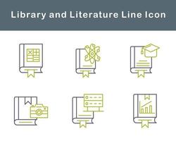 bibliotek och litteratur vektor ikon uppsättning