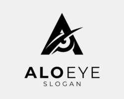 Brief ein Initiale wütend Auge aussehen Vision Sehvermögen Augapfel eben einfach minimalistisch Vektor Logo Design