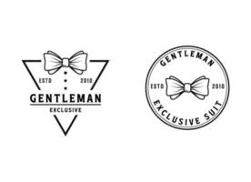 Bogen Krawatte Krawatte Smoking passen Gentleman Mode Schneider Kleider Jahrgang klassisch Logo Design vektor