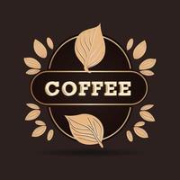 Kaffee Logo auf schwarz Hintergrund mit golden Gliederung vektor