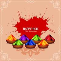 Lycklig holi indisk festival av färger hälsning kort design vektor