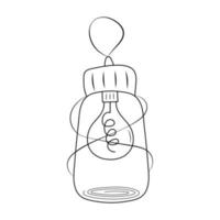 mysigt årgång lampa. ljus Glödlampa i en flaska, hängsmycke lampa. hand dragen illustration i klotter stil. vektor